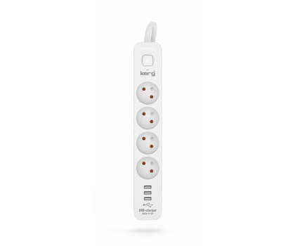 Listwa zasilająca HSK DATA KERG z wyłącznikiem 4 gniazda, 3xUSB, 16A, 1,5m